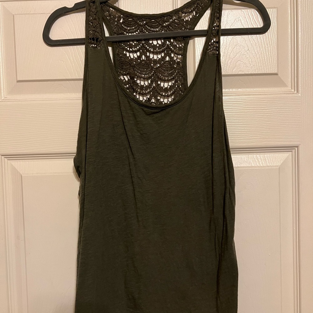 Olive Green Gap Tank with Lace